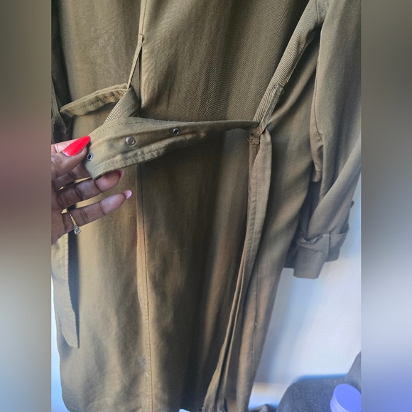 Zara Womans Outterwear oversized coat S Military Treach Olive Army Green - Picture 15 of 15